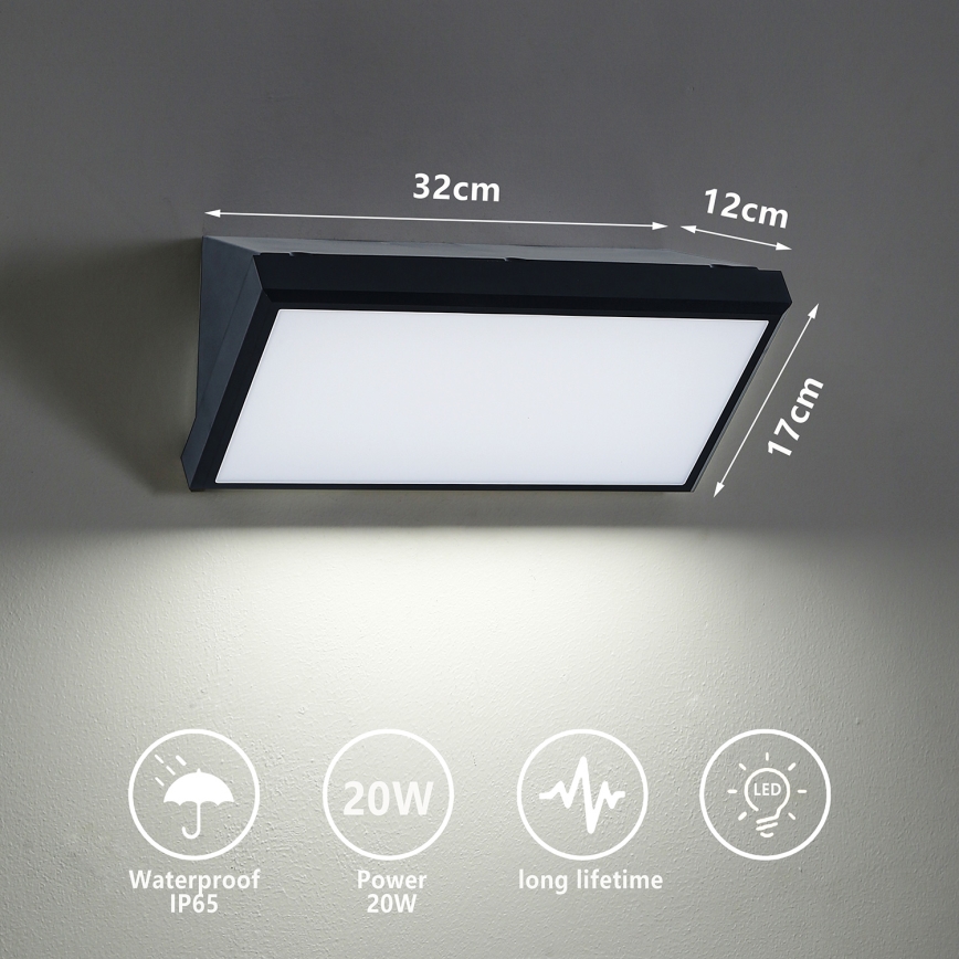 Brilagi - Уличный светодиодный настенный светильник TRIANGLE LED/20W/230V 3000/4000/6500K черный IP65