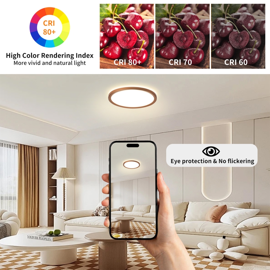 Brilagi - LED потолочный светильник для ванной комнаты ULTRA SLIM LED/12W/230V Ø 22,5 см розовое золото IP54