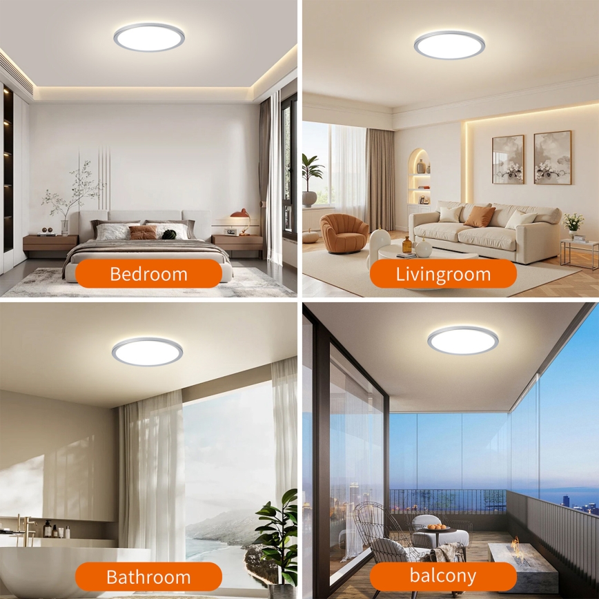 Brilagi - Потолочный светильник для ванной комнаты ULTRA SLIM LED/18W/230V Ø 30 см, серебристый, IP54