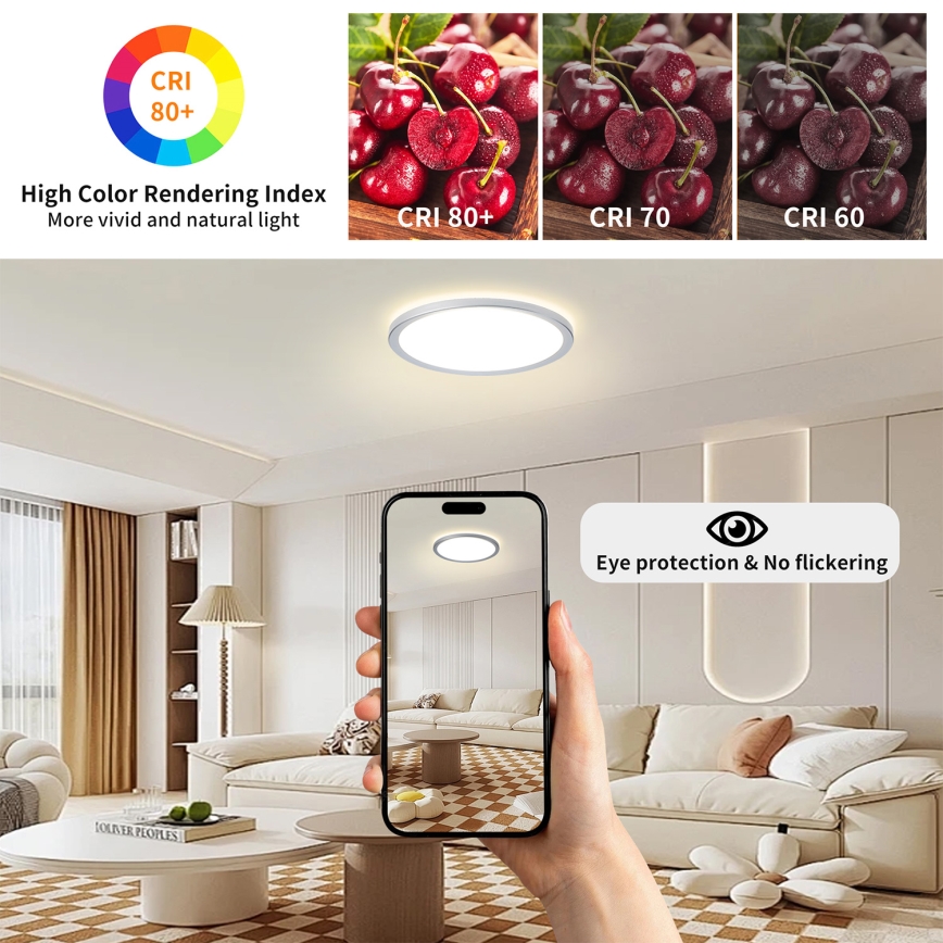 Brilagi - Потолочный светильник для ванной комнаты ULTRA SLIM LED/18W/230V Ø 30 см, серебристый, IP54