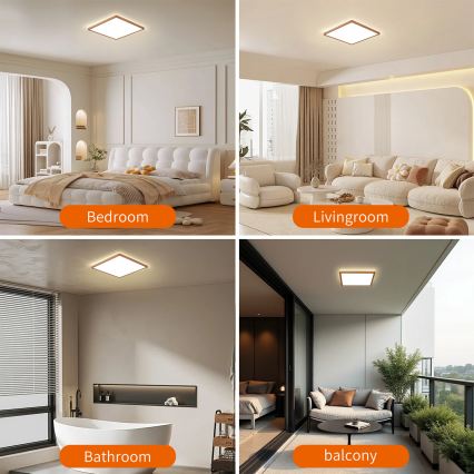 Brilagi - Ультратонкий потолочный светильник для ванной, LED/18W/230V, 30x30 cm, розовое золото, IP54
