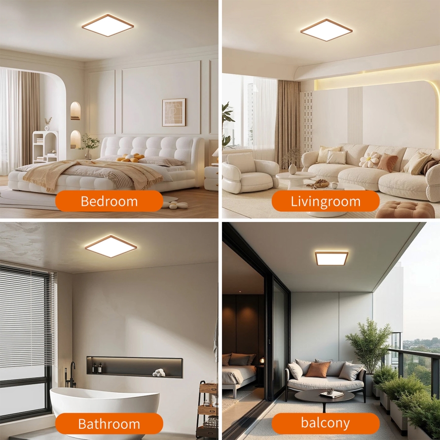 Brilagi - Ультратонкий потолочный светильник для ванной, LED/18W/230V, 30x30 cm, розовое золото, IP54