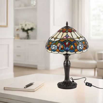 Brilagi - вітражна настільна лампа Tiffany LUISA 1xE27/40W/230V
