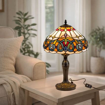 Brilagi - вітражна настільна лампа Tiffany LUISA 1xE27/40W/230V