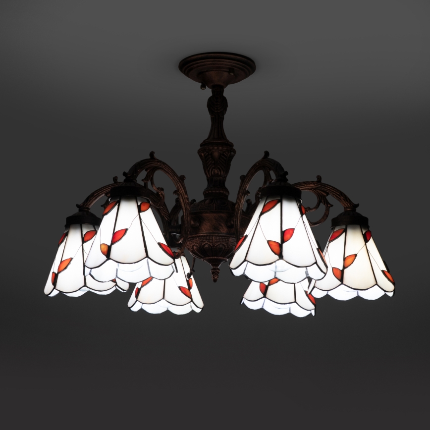 Brilagi - Вітражна накладна люстра Tiffany FOLIA, 6xE27/60W/230V, діаметр 60 см