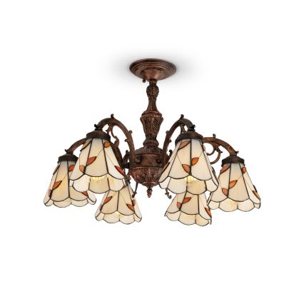 Brilagi - Вітражна накладна люстра Tiffany FOLIA, 6xE27/60W/230V, діаметр 60 см