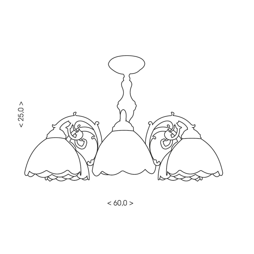 Brilagi - вітражна накладна люстра Tiffany MIRABELLA 3xE27/60W/230V, діаметр 60 см
