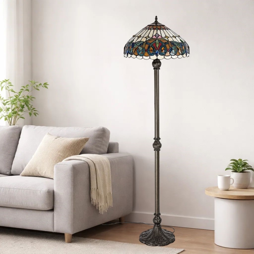 Brilagi - вітражна підлогова лампа в стилі Тіффані LUISA 2xE27/60W/230V