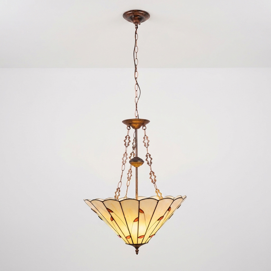 Brilagi - витражная люстра в стиле Tiffany на цепи FOLIA, 3xE27/60W/230V, диаметр 50 см