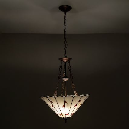 Brilagi - витражная люстра в стиле Tiffany на цепи FOLIA, 3xE27/60W/230V, диаметр 50 см