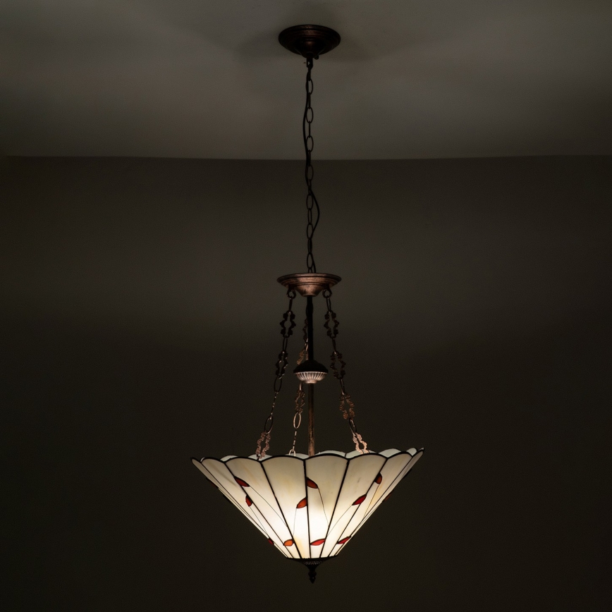 Brilagi - витражная люстра в стиле Tiffany на цепи FOLIA, 3xE27/60W/230V, диаметр 50 см
