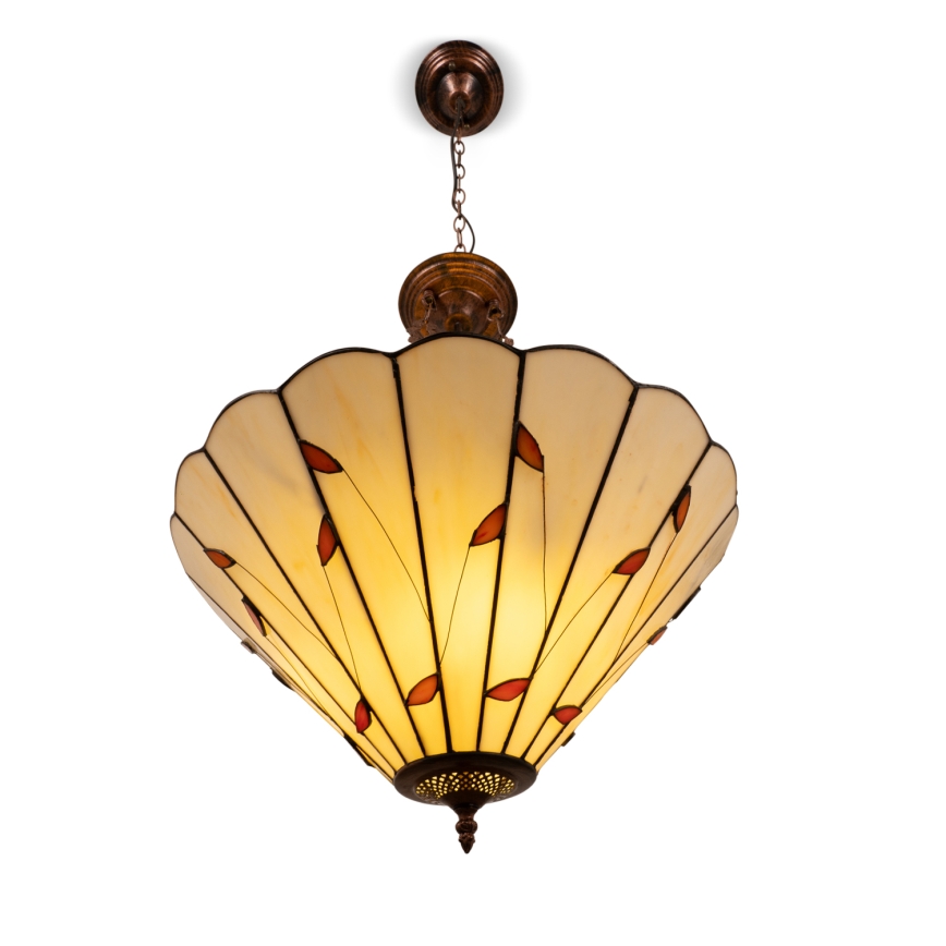 Brilagi - витражная люстра в стиле Tiffany на цепи FOLIA, 3xE27/60W/230V, диаметр 50 см