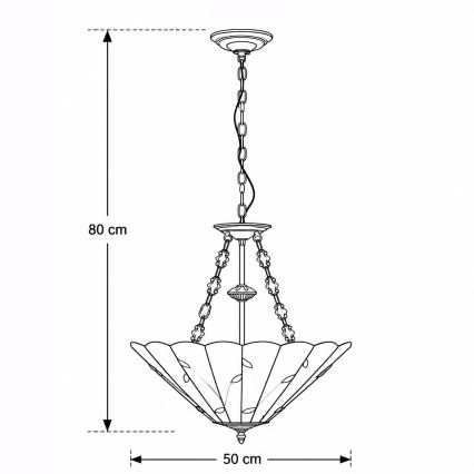 Brilagi - витражная люстра в стиле Tiffany на цепи FOLIA, 3xE27/60W/230V, диаметр 50 см