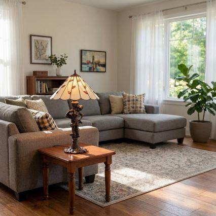 Brilagi - Витражная настольная лампа Tiffany FOLIA 1xE27/60W/230V