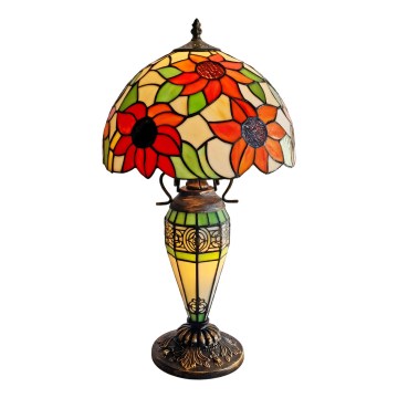 Brilagi - витражная настольная лампа Tiffany SUNFLOWER 1xE27/60W/230V + 1xE14/40W