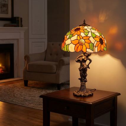 Brilagi - витражная настольная лампа Tiffany SUNFLOWER 1xE27/60W/230V