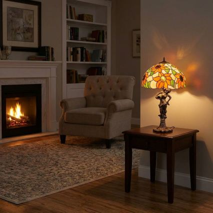 Brilagi - витражная настольная лампа Tiffany SUNFLOWER 1xE27/60W/230V