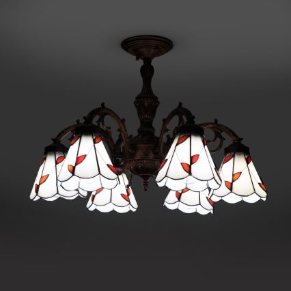 Brilagi - витражный накладной потолочный светильник в стиле Тиффани FOLIA 6xE27/60W/230V, диаметр 60 см