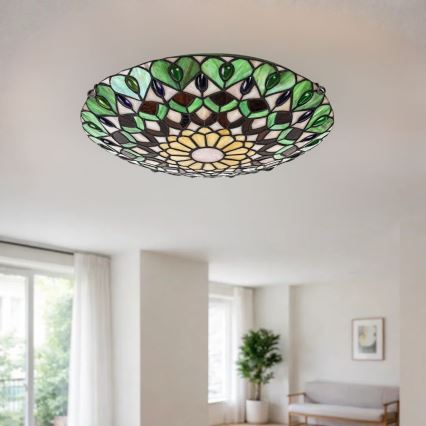 Brilagi - витражный потолочный светильник в стиле Тиффани MARGARET 2xE27/60W/230V диам. 40 см
