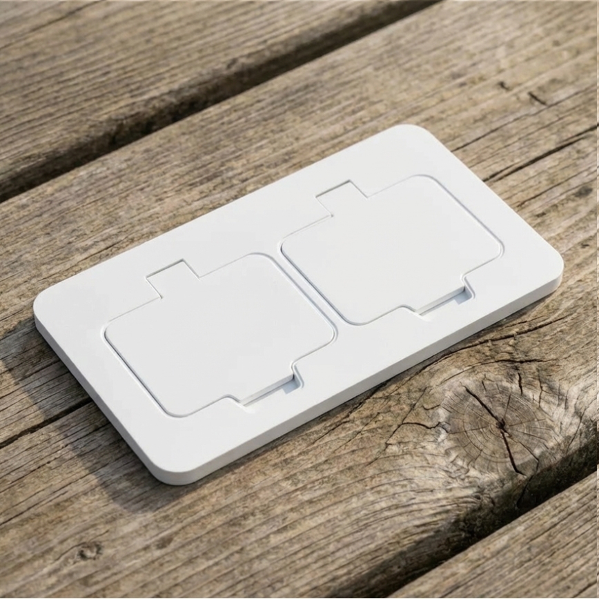 Brilagi - встраиваемая уличная напольная розетка с двумя гнездами IP55, белая, прямоугольная