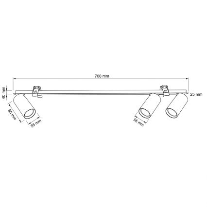 Brilagi - Встраиваемый потолочный светильник SELE 3xGU10/30W/230V čёрный