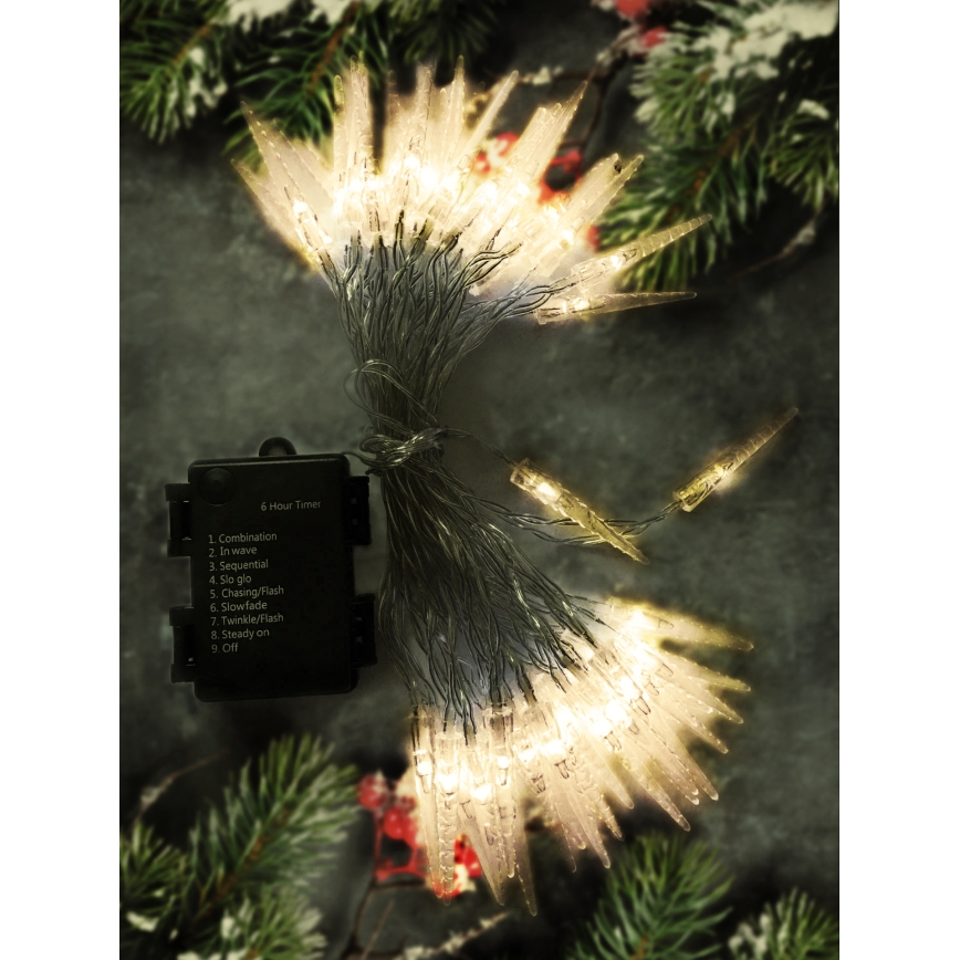 Brilagi - Вулична різдвяна LED гірлянда 50xLED/8 функцій/3xAA 8м IP44 теплий білий