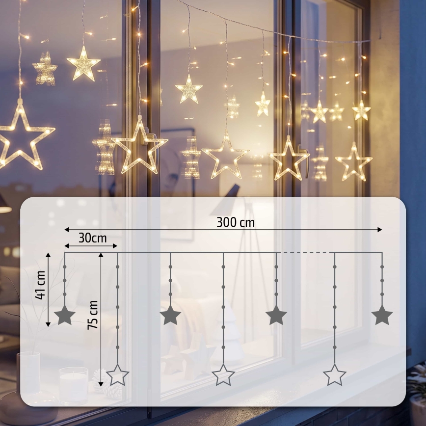 BRILAGI - Вулична різдвяна LED гірлянда-штора 123xLED/3xAA/USB 3м IP44 теплий білий