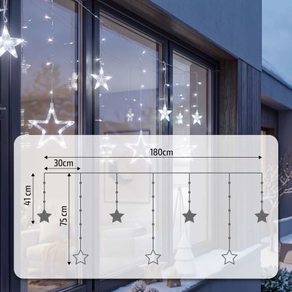 BRILAGI - Вулична різдвяна LED гірлянда-штора 77xLED/3xAA/USB 1,8м IP44 холодний білий