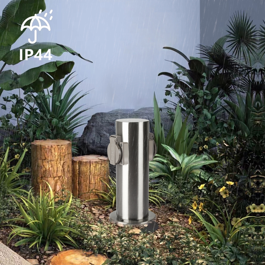 Brilagi - Вулична розеткова колона PILLAR 2Z SCHUKO 230V IP44 матовий хром