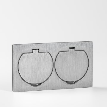 Brilagi - Вулична вбудована підлогова подвійна розетка IP55 срібний прямокутний