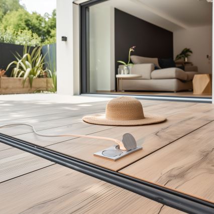 Brilagi - Вулична вбудована підлогова подвійна розетка IP55 срібний прямокутний