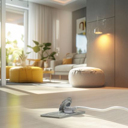 Brilagi - Вулична вбудована підлогова подвійна розетка IP55 срібний прямокутний