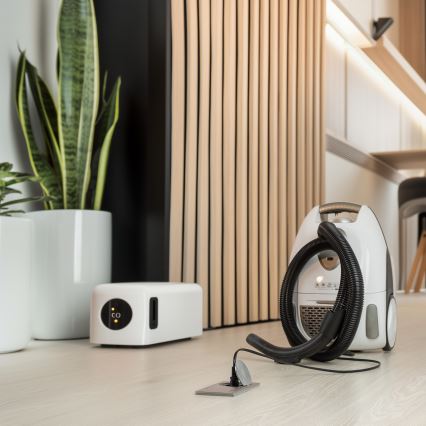 Brilagi - Вулична вбудована підлогова подвійна розетка IP55 срібний прямокутний