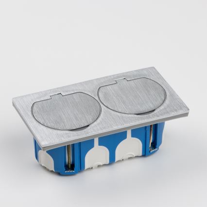 Brilagi - Вулична вбудована підлогова подвійна розетка IP55 срібний прямокутний