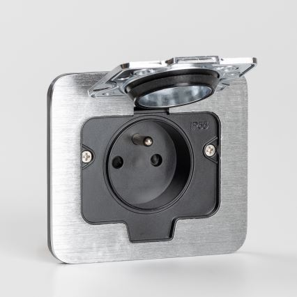 Brilagi - Вулична вбудована підлогова розетка IP55 матовий хром прямокутний