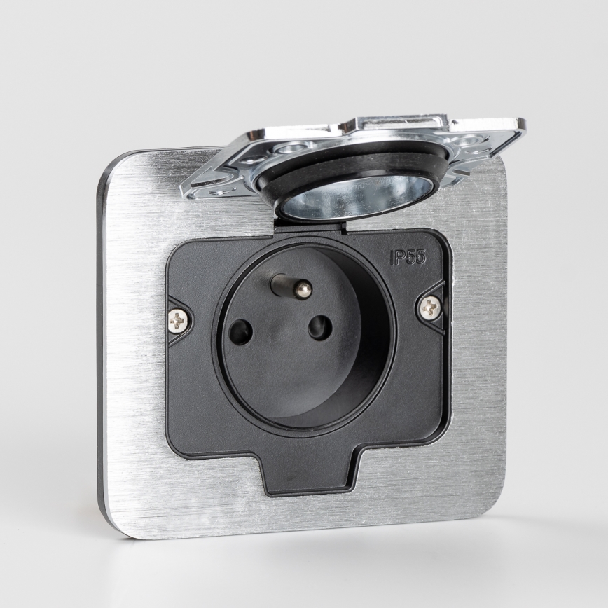 Brilagi - Вулична вбудована підлогова розетка IP55 матовий хром прямокутний