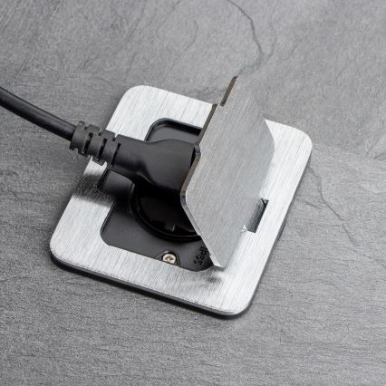 Brilagi - Вулична вбудована підлогова розетка IP55 матовий хром прямокутний