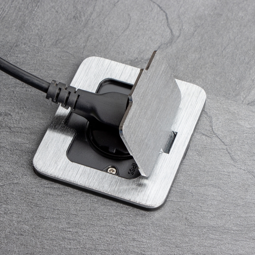 Brilagi - Вулична вбудована підлогова розетка IP55 матовий хром прямокутний