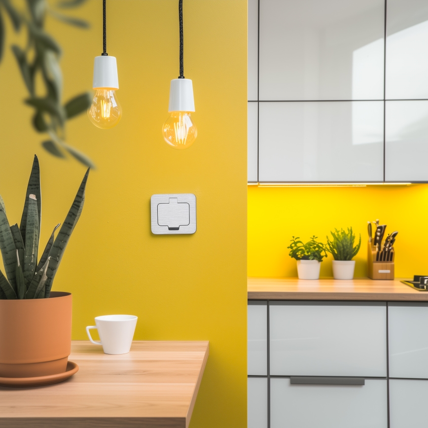 Brilagi - Вулична вбудована підлогова розетка IP55 матовий хром прямокутний