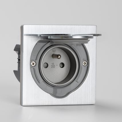 Brilagi - Вулична вбудована підлогова розетка IP55 матовий хром квадратна