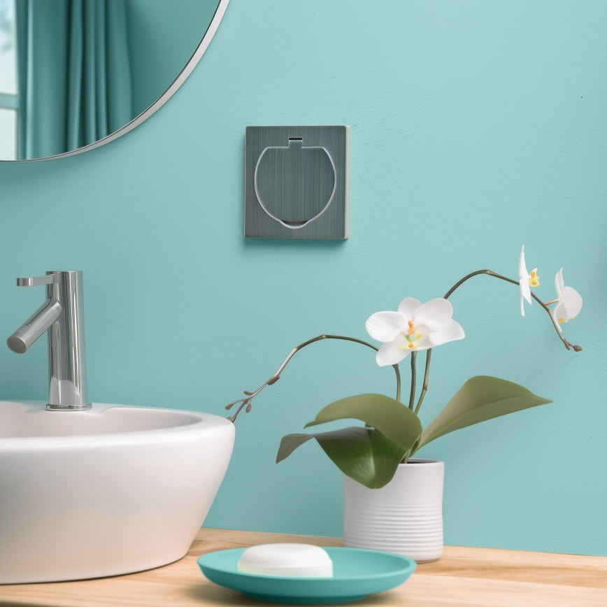 Brilagi - Вулична вбудована підлогова розетка IP55 матовий хром квадратна