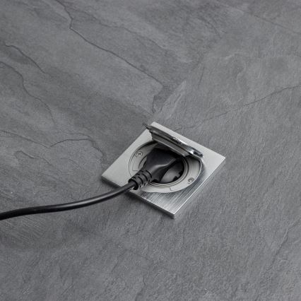 Brilagi - Вулична вбудована підлогова розетка IP55 матовий хром квадратна