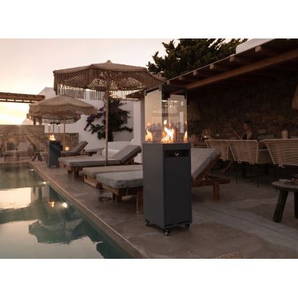 Брілагі - Вуличний газовий камін FLARO GAS 142x36 см 8 кВт 1xAAA антрацит + захисний чохол