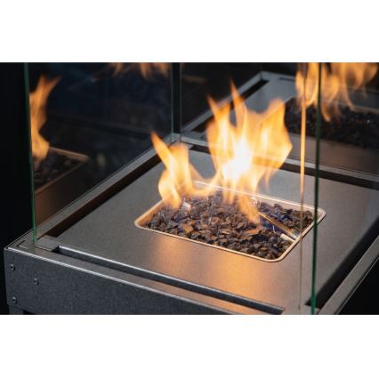 Брілагі - Вуличний газовий камін FLARO GAS 142x36 см 8 кВт 1xAAA антрацит + захисний чохол