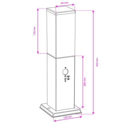 Brilagi - Вуличний світильник з датчиком NOVA 1xE27/15W/230V 40 см IP44 антрацит