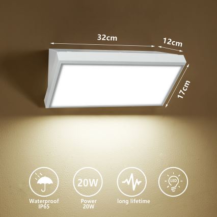 Brilagi - Вуличний світлодіодний настінний світильник TRIANGLE LED/20W/230V білий IP65