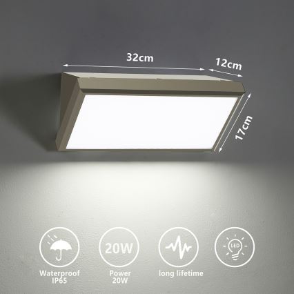 Brilagi - Вуличний світлодіодний настінний світильник TRIANGLE LED/20W/230V сірий IP65