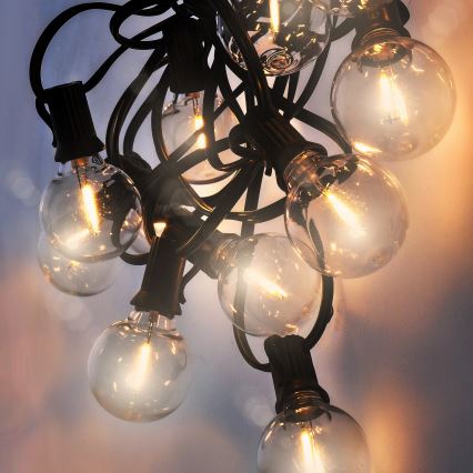 Brilagi - Вулична декоративна LED гірлянда ГІРЛЯНДА 25xE12 20м чорний IP44 теплий білий
