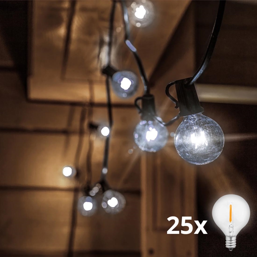 Brilagi - Вулична декоративна LED гірлянда ГІРЛЯНДА 25xE12 20м IP44 холодний білий