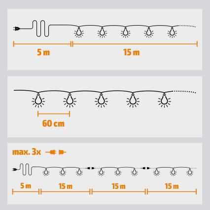 Brilagi - Вулична декоративна LED гірлянда ГІРЛЯНДА 25xE12 20м IP44 холодний білий